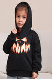 Black Devil Pumpkin Print Capuz Halloween Família Sweatshirts