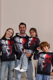 Preto Esqueleto Print Capuz Halloween Família Sweatshirts