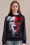 Preto Esqueleto Print Capuz Halloween Família Sweatshirts