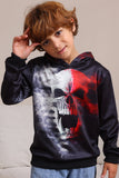 Preto Esqueleto Print Capuz Halloween Família Sweatshirts