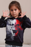 Preto Esqueleto Print Capuz Halloween Família Sweatshirts