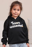 Preto Halloween Texto Print Hooded Family Sweatshirts