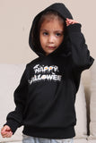 Preto Halloween Texto Print Hooded Family Sweatshirts