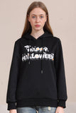 Preto Halloween Texto Print Hooded Family Sweatshirts