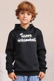 Preto Halloween Texto Print Hooded Family Sweatshirts