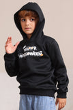 Preto Halloween Texto Print Hooded Family Sweatshirts