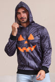 Cinzento Halloween Abóbora Padrão Família Costume Hooded Top