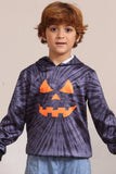 Cinzento Halloween Abóbora Padrão Família Costume Hooded Top