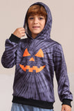 Cinzento Halloween Abóbora Padrão Família Costume Hooded Top