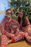 Padrão de Natal vermelho impresso família combinando conjuntos de pijama