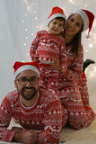 Padrão de Natal vermelho impresso família combinando conjuntos de pijama