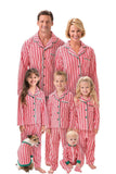 Red Stripes Impresso Lapela Família Conjuntos de Pijama