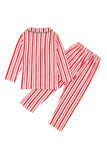 Red Stripes Impresso Lapela Família Conjuntos de Pijama