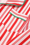 Red Stripes Impresso Lapela Família Conjuntos de Pijama