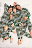 Natal Loose Family Matching Verde Floco de Neve Pão de Gengibre Homem Padrão Conjunto de Pijama