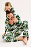 Natal Loose Family Matching Verde Floco de Neve Pão de Gengibre Homem Padrão Conjunto de Pijama