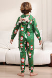Pijamas de Natal Verde para a Família Combinando Natal para Mulheres Homens Encapuzados One Piece Pjs Holiday Sleepwear