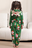 Pijamas de Natal Verde para a Família Combinando Natal para Mulheres Homens Encapuzados One Piece Pjs Holiday Sleepwear