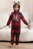 Pijamas vermelhos de feliz Natal para a família encapuzado One Piece Pjs Holiday Pijamas set