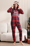 Pijamas vermelhos de feliz Natal para a família encapuzado One Piece Pjs Holiday Pijamas set