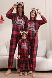 Pijamas vermelhos de feliz Natal para a família encapuzado One Piece Pjs Holiday Pijamas set