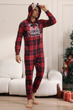 Pijamas vermelhos de feliz Natal para a família encapuzado One Piece Pjs Holiday Pijamas set