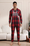 Pijamas vermelhos de feliz Natal para a família encapuzado One Piece Pjs Holiday Pijamas set