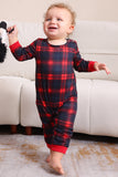 Preto Vermelho Família Combinando Pijamas Adulto Crianças Baby Tops e Calças Xadrez Conjunto de Pijamas de Natal