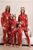 Combinando Onesie para Mulheres Homens Família Encapuzado Pijamas Vermelhos One Piece Christmas Pijamas set