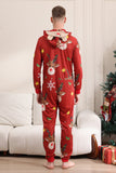 Combinando Onesie para Mulheres Homens Família Encapuzado Pijamas Vermelhos One Piece Christmas Pijamas set