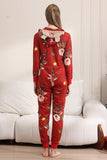 Combinando Onesie para Mulheres Homens Família Encapuzado Pijamas Vermelhos One Piece Christmas Pijamas set