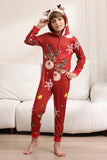 Combinando Onesie para Mulheres Homens Família Encapuzado Pijamas Vermelhos One Piece Christmas Pijamas set