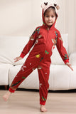 Combinando Onesie para Mulheres Homens Família Encapuzado Pijamas Vermelhos One Piece Christmas Pijamas set