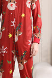 Combinando Onesie para Mulheres Homens Família Encapuzado Pijamas Vermelhos One Piece Christmas Pijamas set