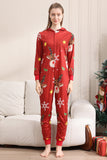 Combinando Onesie para Mulheres Homens Família Encapuzado Pijamas Vermelhos One Piece Christmas Pijamas set