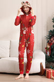 Combinando Onesie para Mulheres Homens Família Encapuzado Pijamas Vermelhos One Piece Christmas Pijamas set