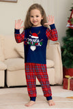 Red Navy manga longa xadrez calças de Natal conjunto de pijamas