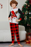 Preto Vermelho manga longa xadrez calças de Natal conjunto de pijamas