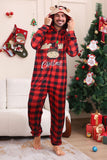 Red One Piece Veado Impresso Xadrez Combinando Pijamas da Família