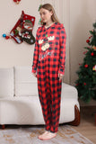 Red One Piece Veado Impresso Xadrez Combinando Pijamas da Família
