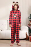 Red One Piece Veado Impresso Xadrez Combinando Pijamas da Família