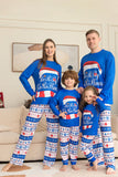 Azul impresso manga longa conjunto de pijamas de Natal