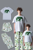 Branco Verde Floral Impresso Manga Curta Combinando Pijama Família