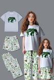 Branco Verde Floral Impresso Manga Curta Combinando Pijama Família