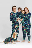 Pijamas de Natal da Família de Manga Longa Impressos e Marinhos e Verdes