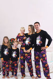 Preto impresso manga longa família pijama de Halloween