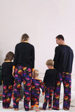 Preto impresso manga longa família pijama de Halloween