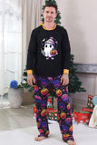Preto impresso manga longa família pijama de Halloween