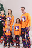 Laranja impresso manga longa família pijama de Halloween
