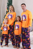 Laranja impresso manga longa família pijama de Halloween